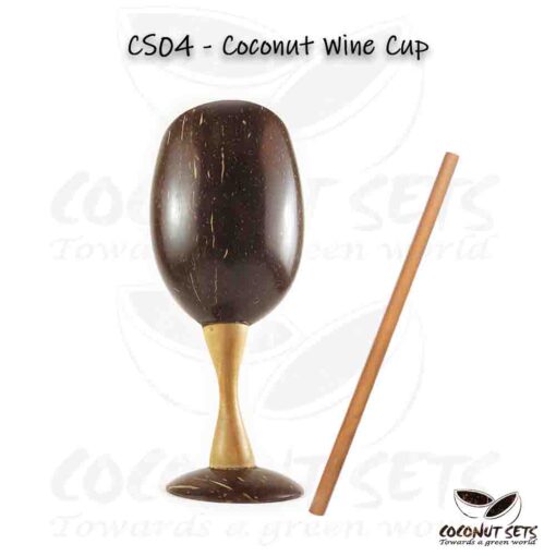 Natural Coconut Wine Cup with Straw